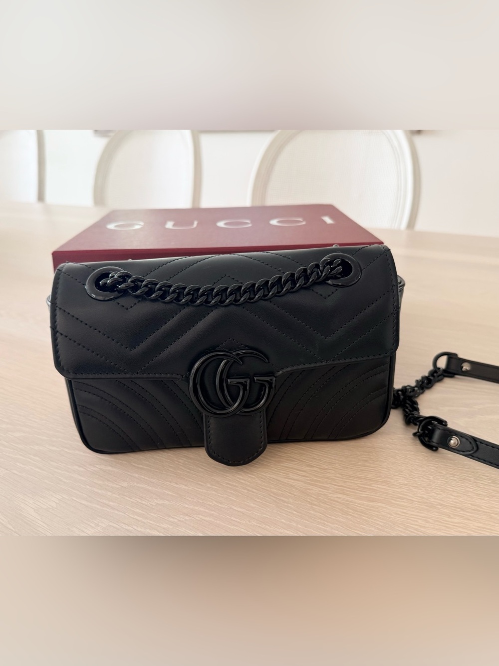 Gucci GG Marmont Small Matelassé Shoulder Bag | Black on Black | Never Used